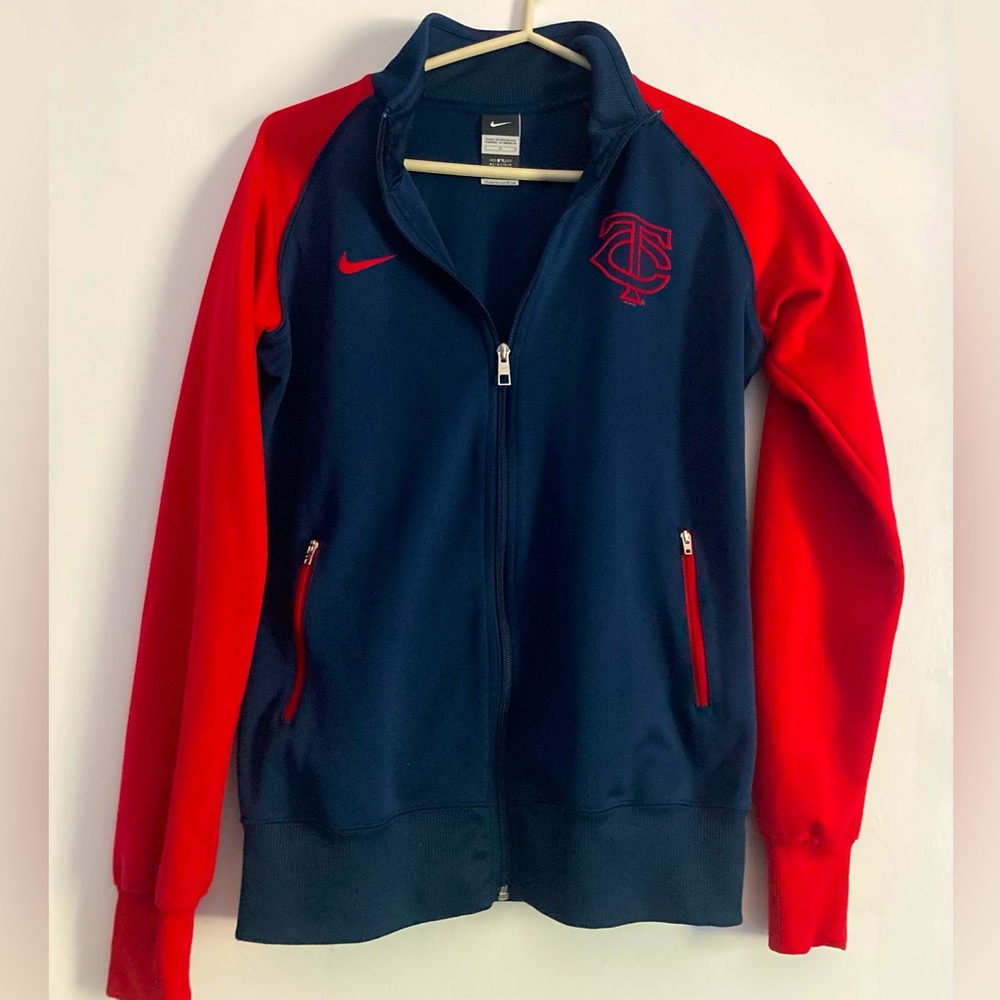 Nike SZ L Minnesota Twins Red and Navy Lightweight zipper Jacket